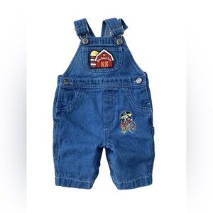 Vintage Walt Disney Size 0-6 Months Baby Mickey Mouse Farm Embroidered Overalls